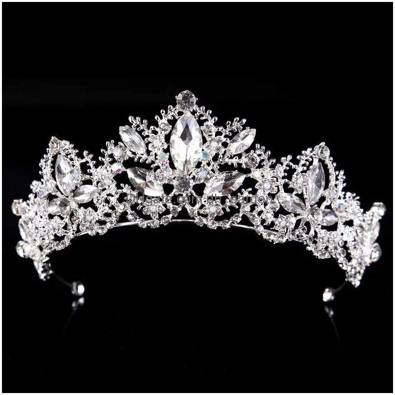 Hair Clips & Barrettes Fashion Baroque Luxury Crystal Bridal Crown Tiaras Light Gold Diadem For Women Bride Wedding Hair Acc Dhgarden Otwsk