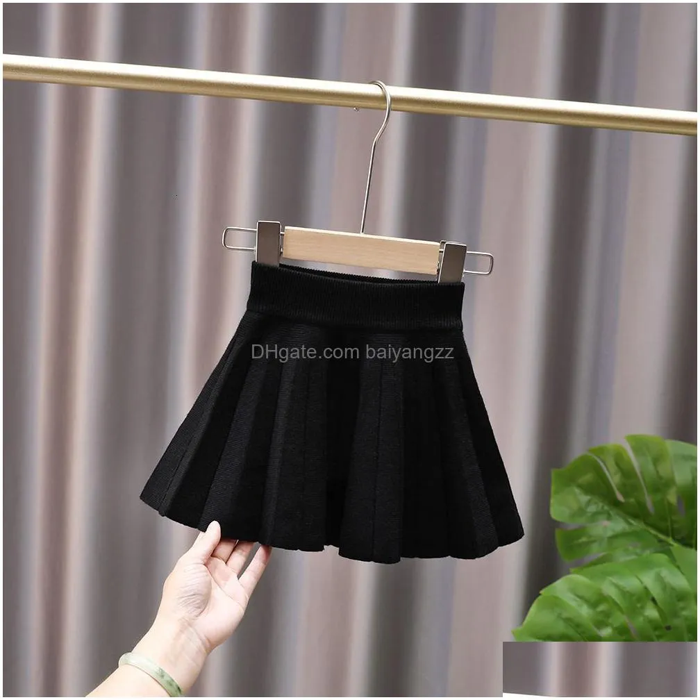 skirts kids girls knitted skirts autumn winter pleated skirts children princess school skirts teenage girls cotton skirts 230425