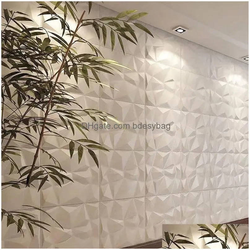 Wall Stickers 3D Tile Panel Mold Plaster Wall Stickers Living Room Wallpaper Mural Waterproof White Black Sticker Bathroom Kitchen Dro Dhoal