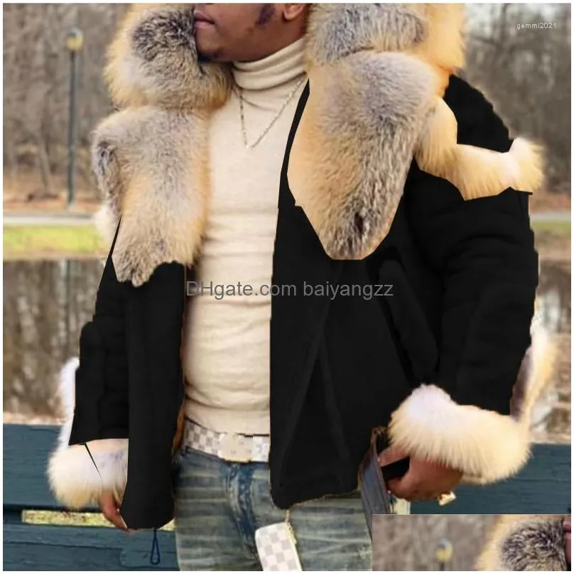 mens jackets faux leather plush fur coats men one large collar coat man casaco feminino clothes vintage harajuku plus size 4xl