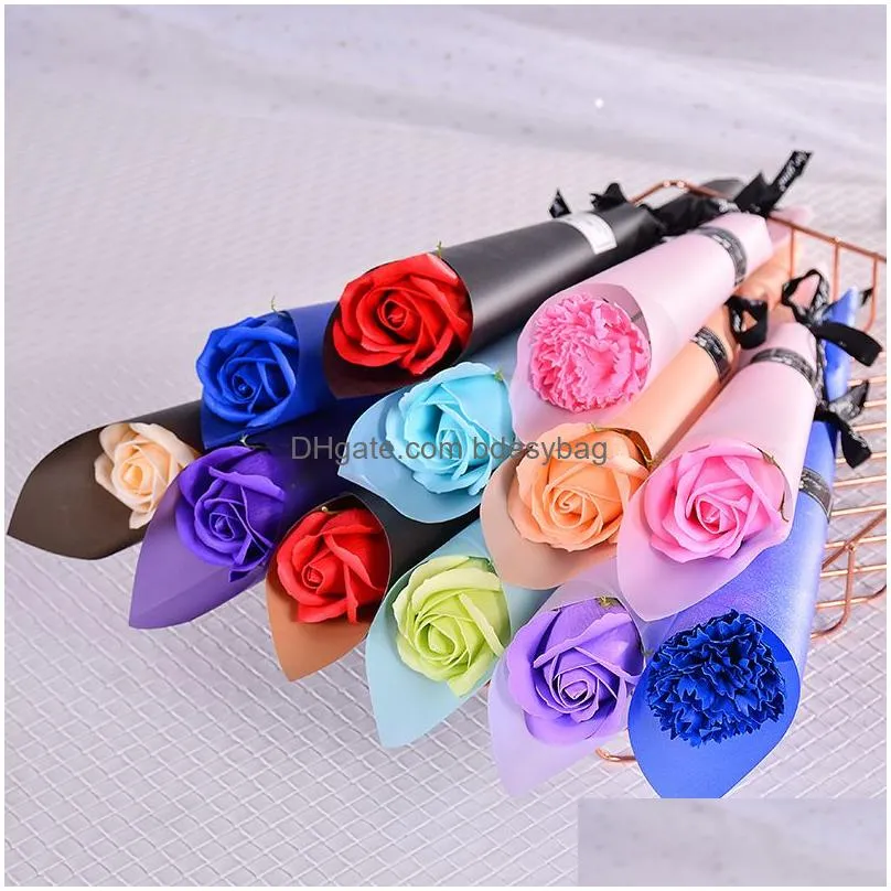Decorative Flowers & Wreaths 33Cm Soap Rose Artificial Decorative Flowers Girl Friend Valentines Day Gift Anniversary Fake Flower Wedd Dh95A