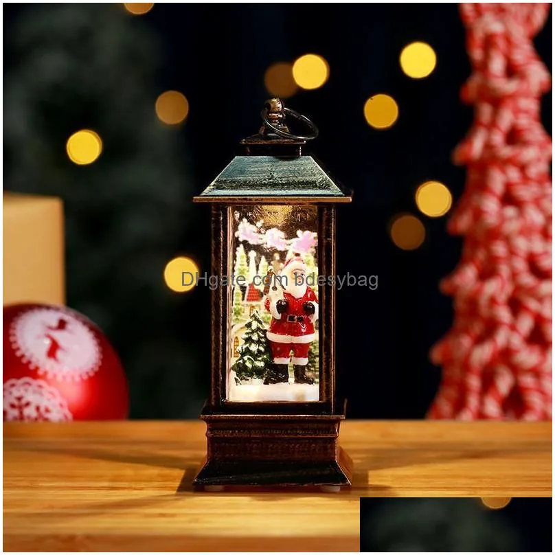 Christmas Decorations Telephone Booth Candle With Holder Led Light Christmas Decorations Candles Cages Elk Santa Claus Printing Candle Dhrme