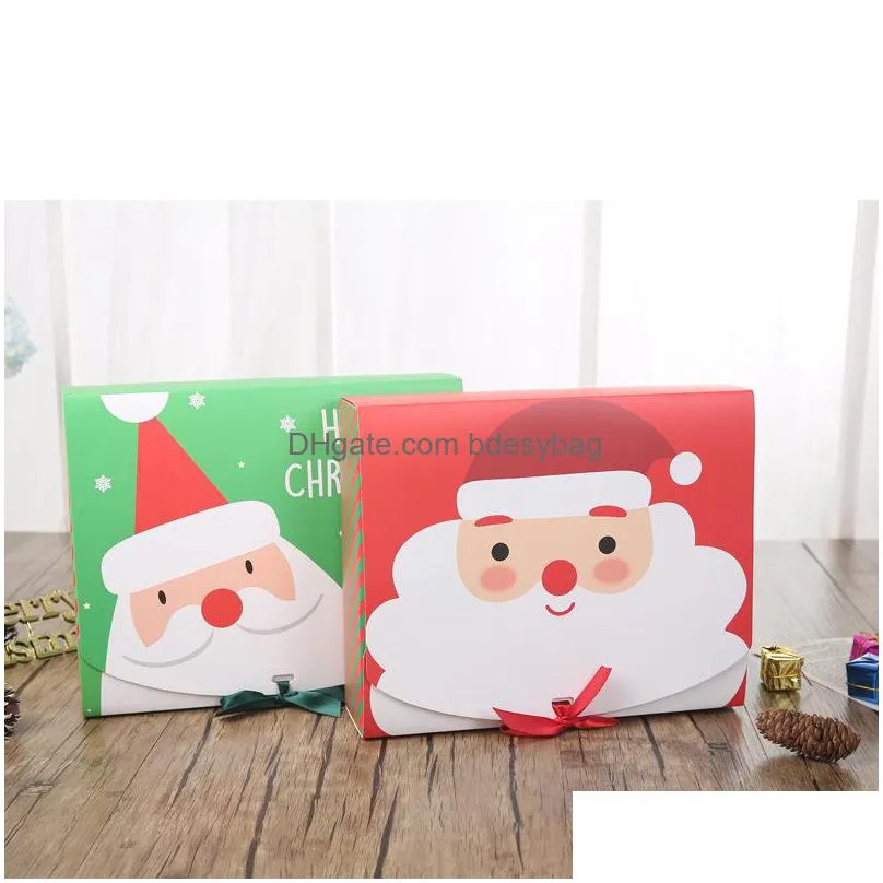 christmas bow ribbon gift box large red green packaging boxes craft wrap storage paper box diy chocolate candy box 24cmx19.5cmx7cm