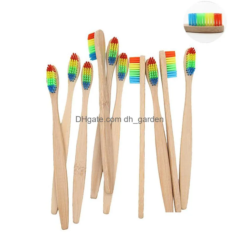 natural bamboo toothbrush wholesale environment wooden rainbow tooth brush oral care soft bristle disposable toothbrushes