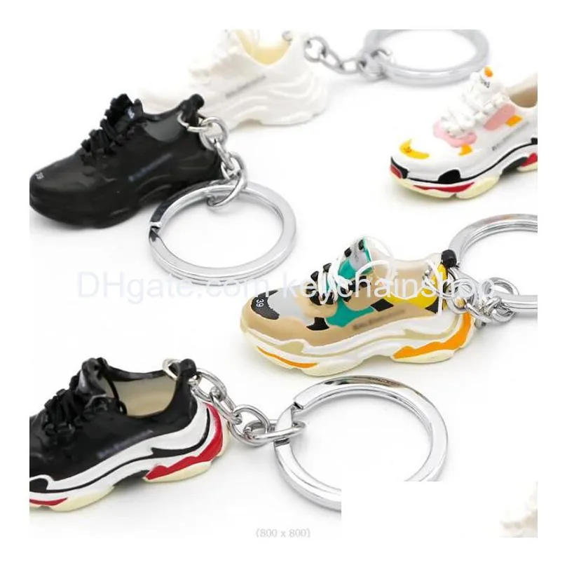 8 colors designer chunky shoes keychain men woman threedimensional sneakers keychains enamelling car keyring creative ornament