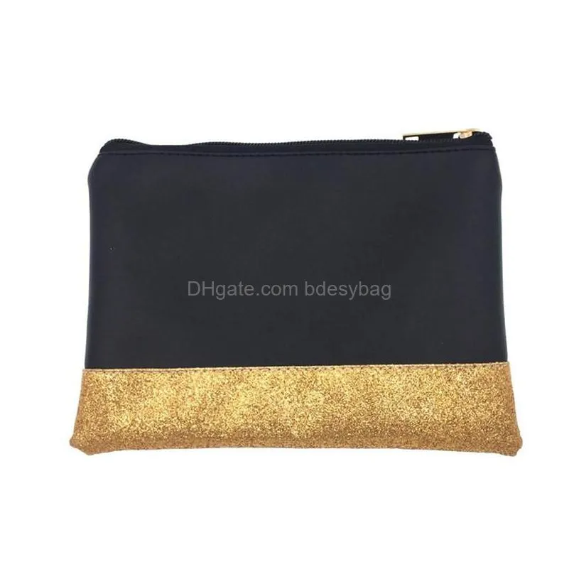 high quality glitter cosmetic bag wholesale blanks shining pu clutch 2 colors makeup bag 20cmx14cm lx1218