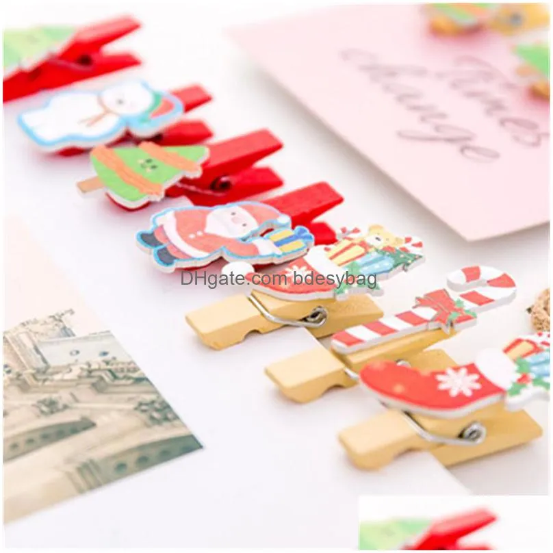 cute mini wooden clip color party decoration diy craft arts pegs lovely clamps memo paper photo clip christmas decor ct0346