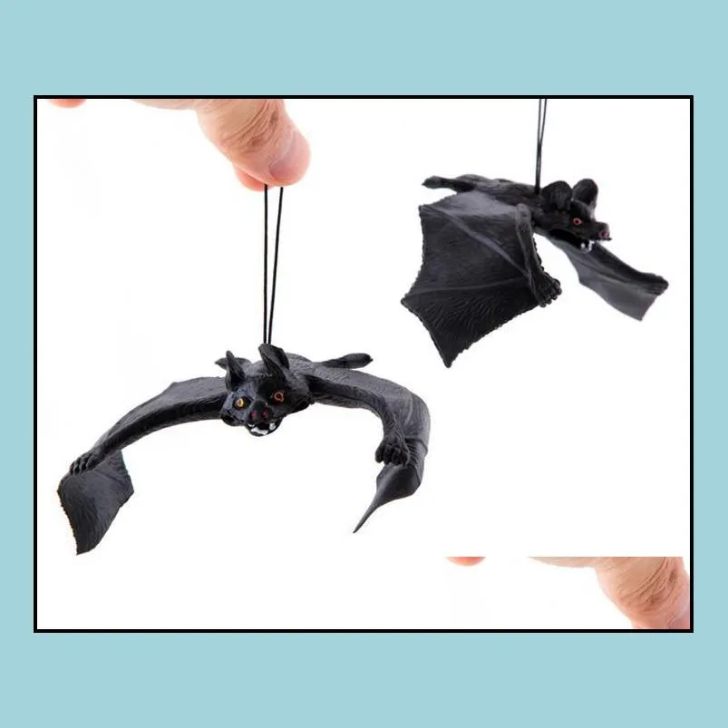 halloween rubber bat hanging drooping 3d bats horror spooky party decoration props simulation lifelike animal black gift festive