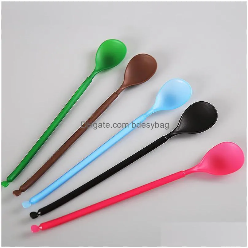 plastic spoon long handle coffee tea ice cream milk sauce glue stirring tableware home diy household accessory lx4513