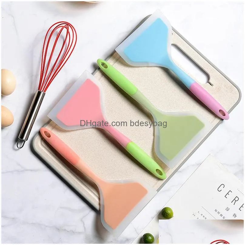kitchen cooking high temperature resistant silicone flat bottom spatula wide mouth shovel pizza shovel wholesale lx3239