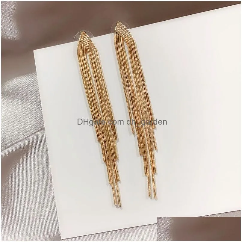 Dangle & Chandelier Vintage Gold Tassel Drop Earrings For Women Glossy Geometric Earring New Fashion Wedding Jewelry Drop De Dhgarden Otzo8