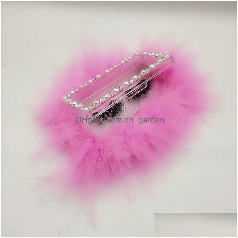 9 colors lash box feather eyelash case gift wrap pearl gem rectangular acrylic pressure resistant portable creative eyelashes storage