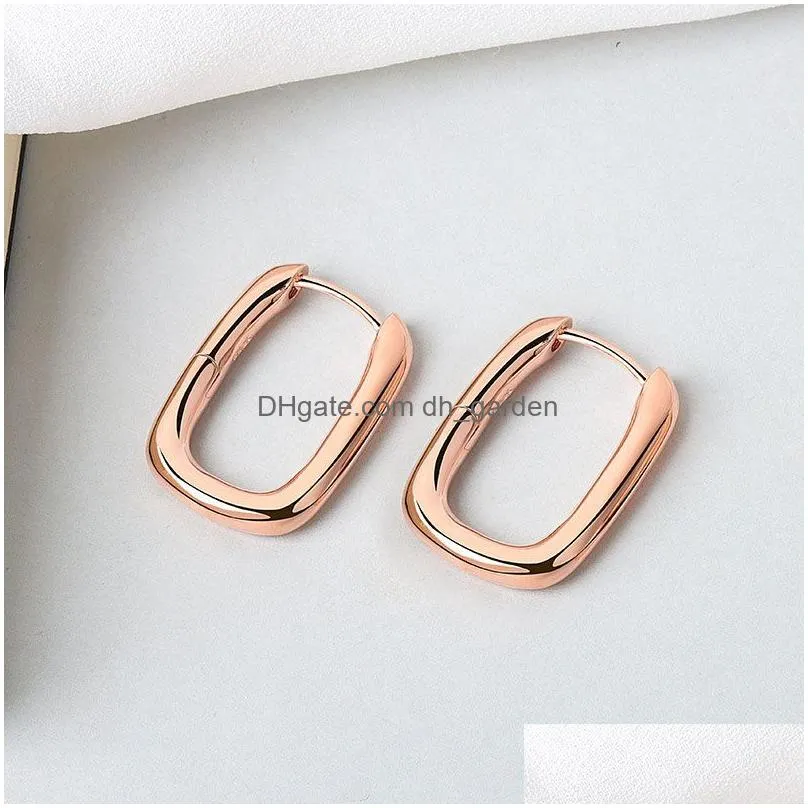 Hoop & Huggie 925 Sterling Sier O Shaped Earrings For Women Geometric French Gold Jewelry Party Accessories Gifts S-E1379 Dr Dhgarden Otkng