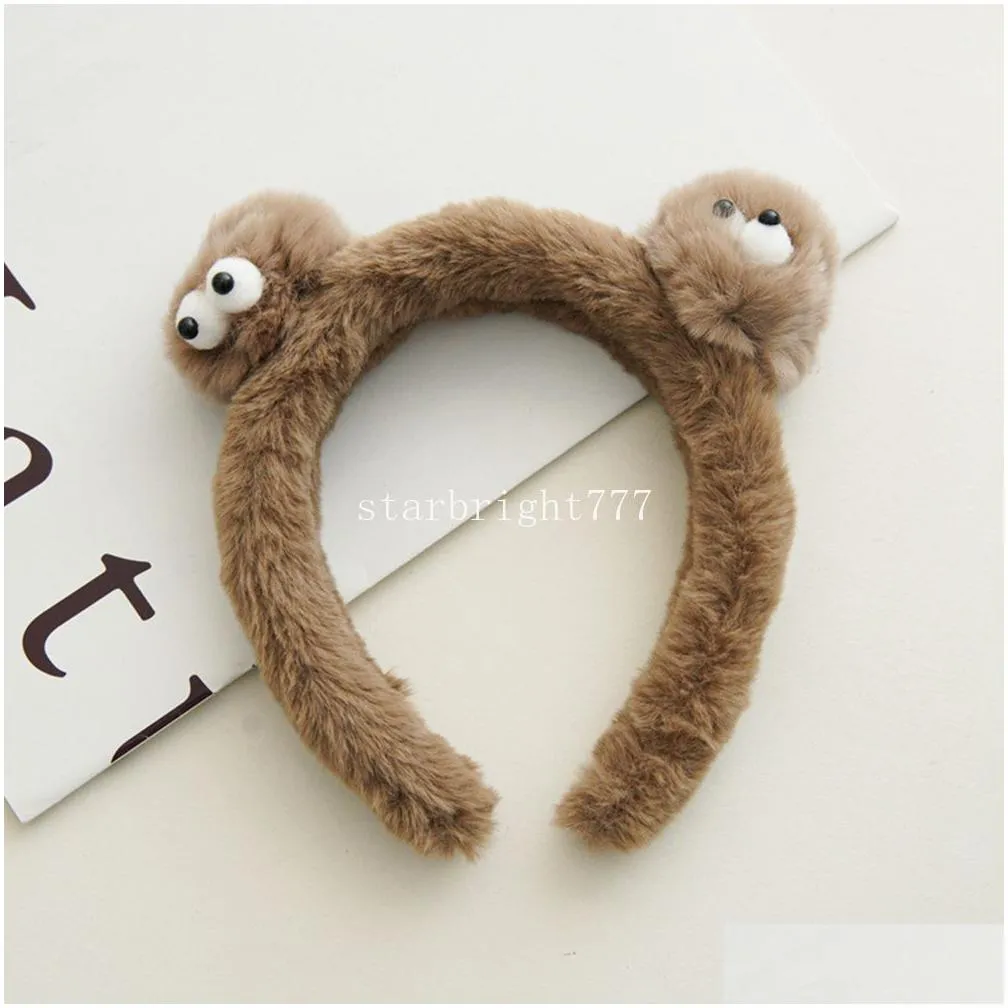 winter plush cute bear ear hairband face makeup headband women girl hair head band hoop accessories scrunchie headdress headwear