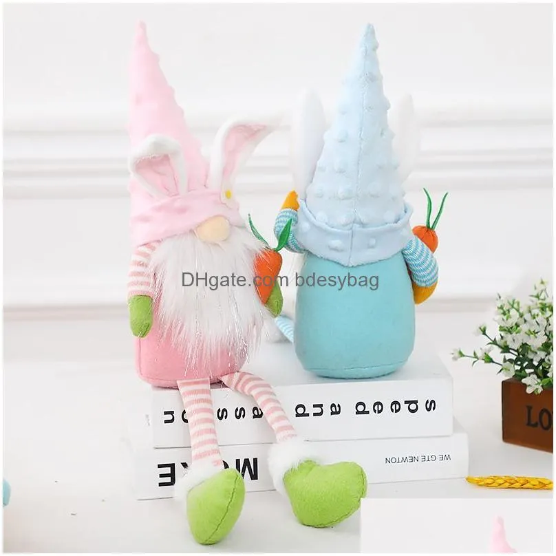 Decorative Objects & Figurines Easter Decorative Objects Egg Rabbit Elf Gnome Doll Bunny Kids Gift Party Decor Happy Decorations For H Dhlp1