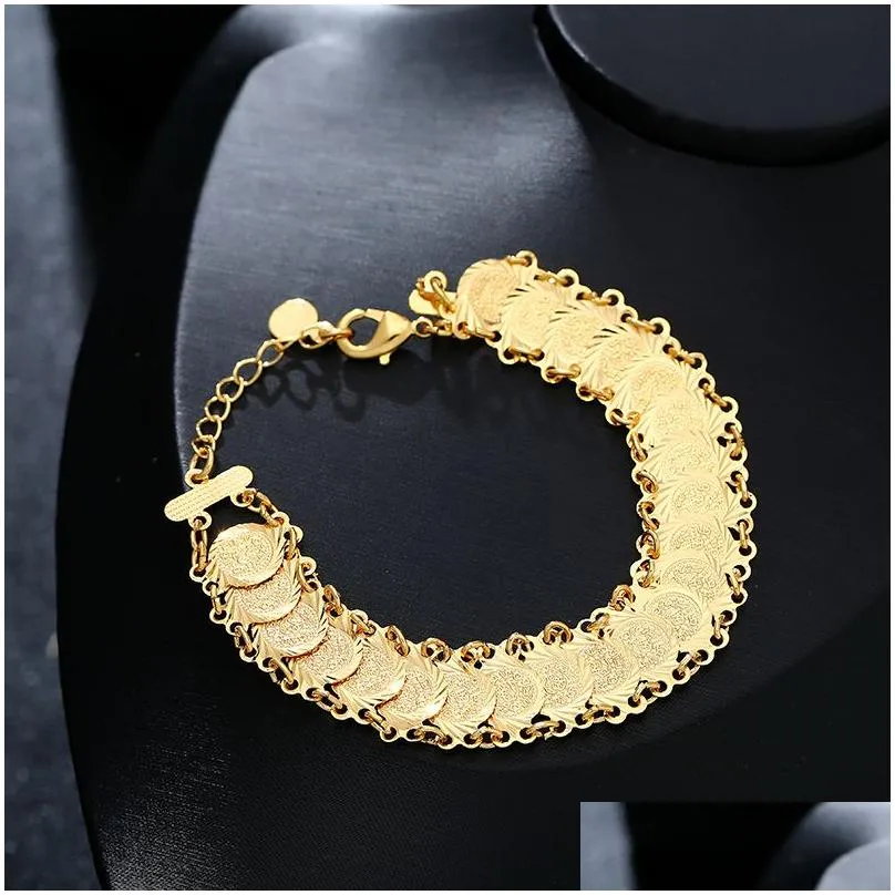  classic arab jewelry sets gold color necklace bracelet earrings ring middle eastern for women coin bijoux 201222