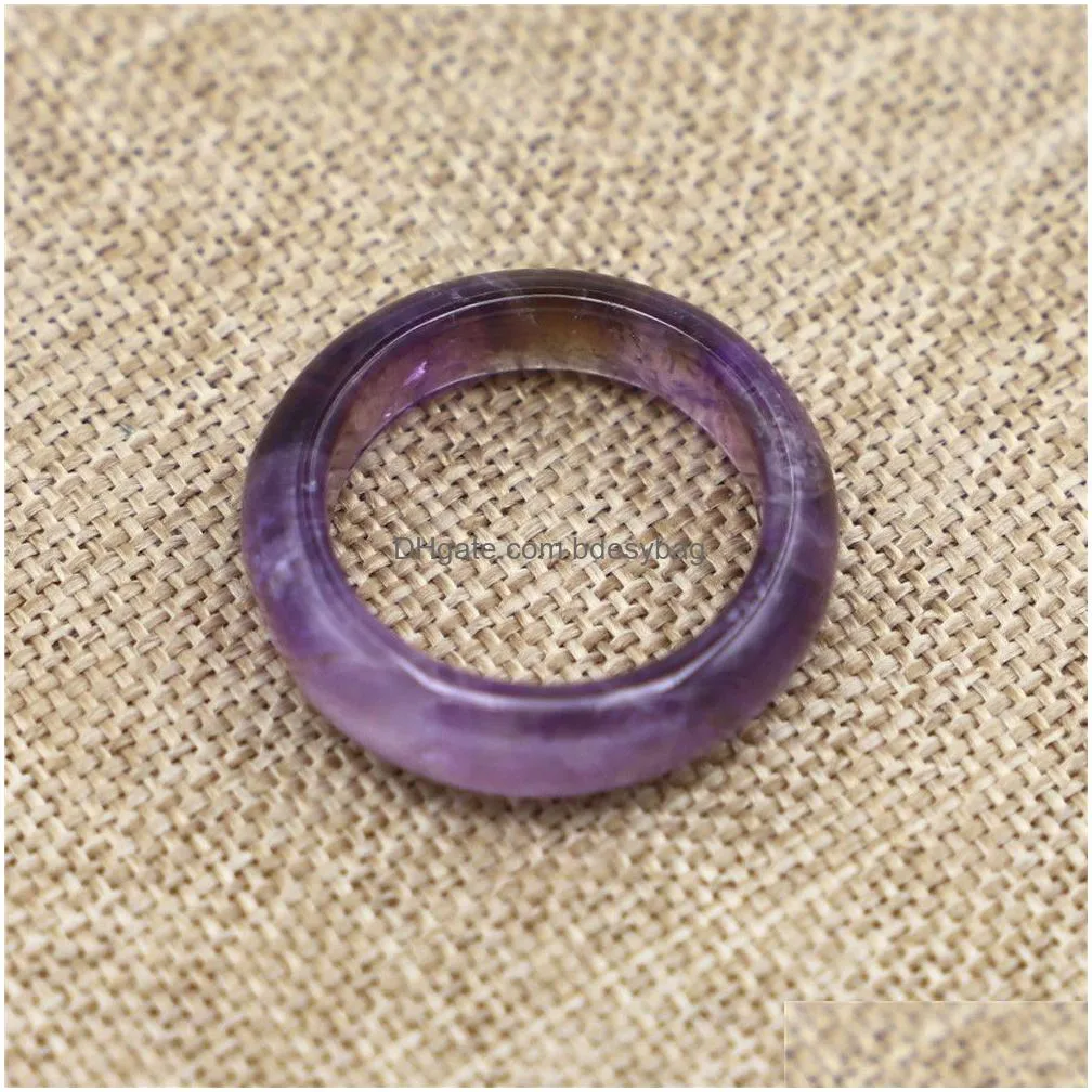 6mm band puprle amethyst crystal stone rings women wedding finger ring size 17mm 18mm