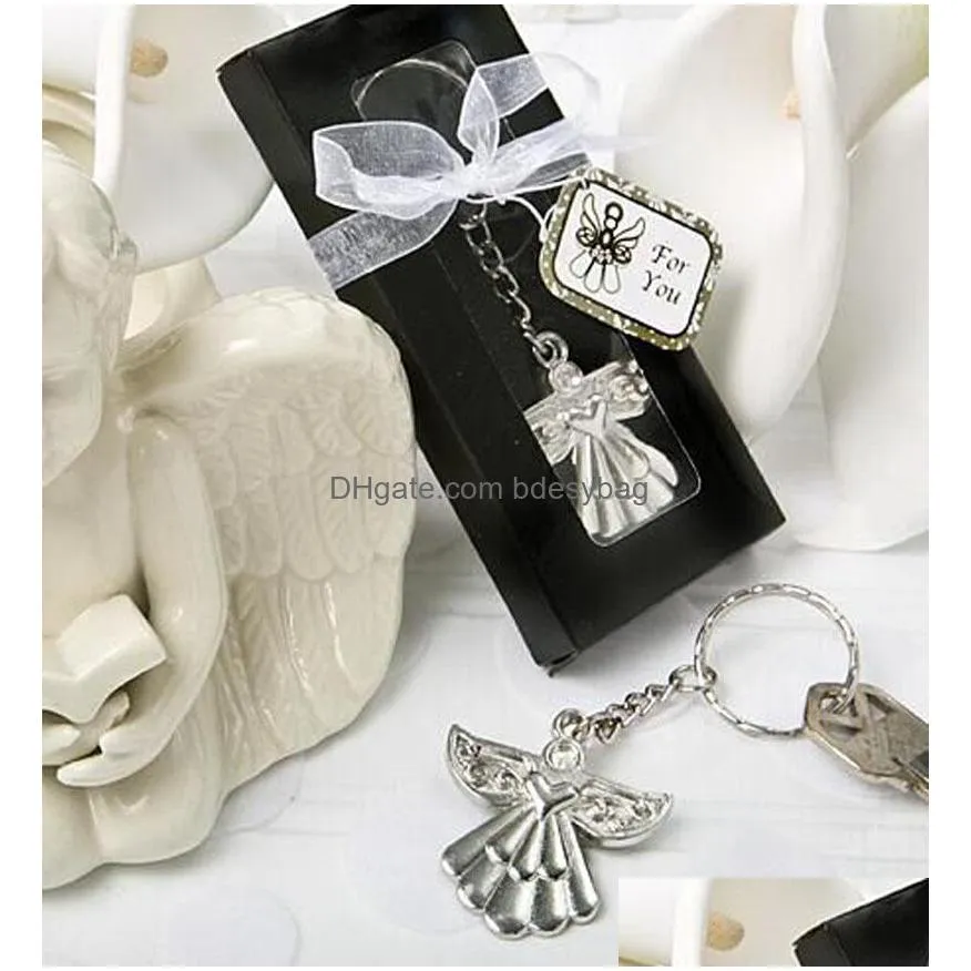 delicate angel keychain gold silver key ring best gift for guest for baby shower christening wedding favors gift za4559
