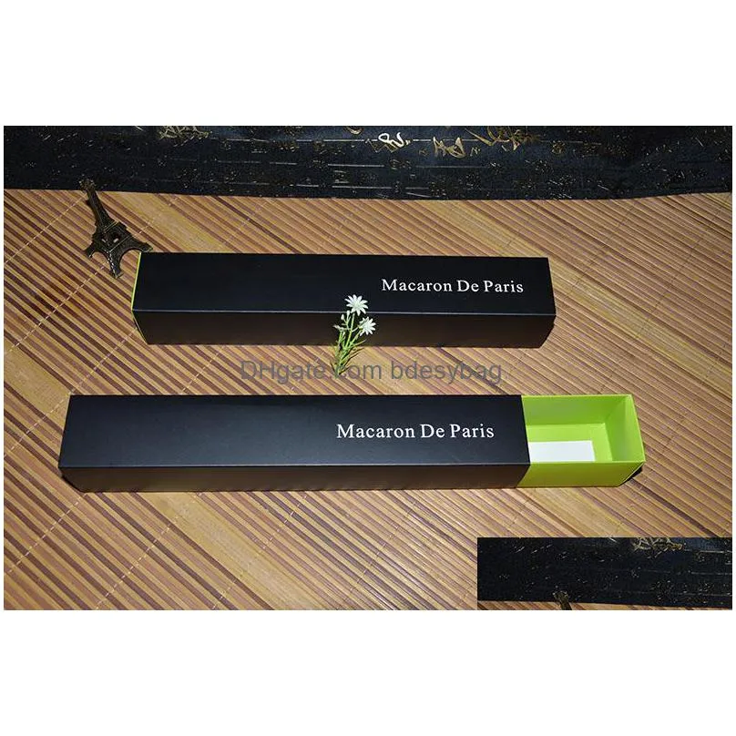 31x5.2x5cm black and green macaron box bakery box for biscuits cookie mooncake biscuit packaging paper boxes za5260