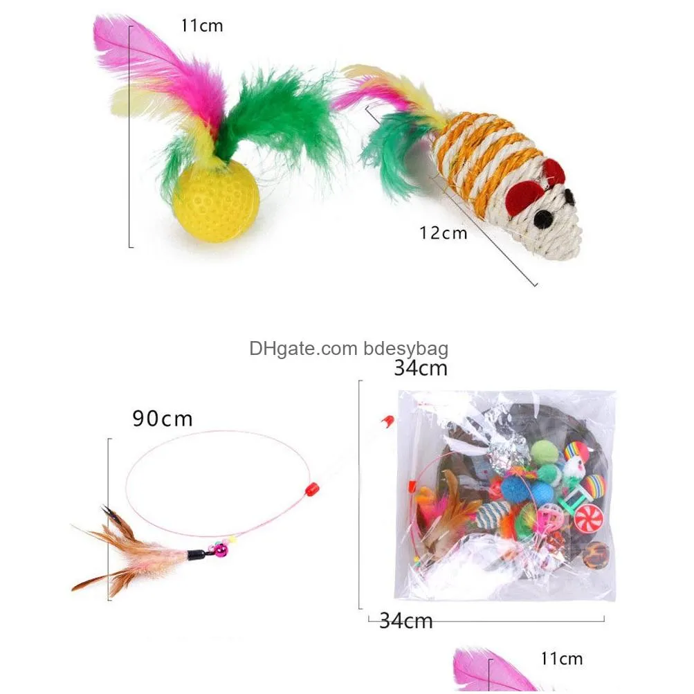 Cat Toys Cute Mini Soft Fleece False Mouse Cat Toys Colorf Feather Funny Playing Training Toy For Cats Kitten Puppy Pet Supplies Drop Dhs1W