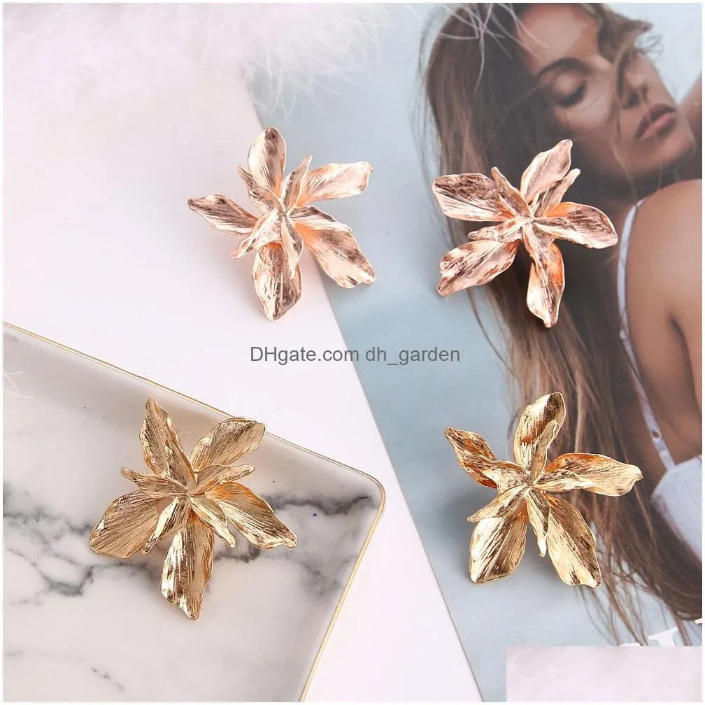Dangle & Chandelier Vintage Metal Flower Big Earrings For Women Gold Color Sier Geometric Statement Fashion Brincos Jewelry Dhgarden Ottnx