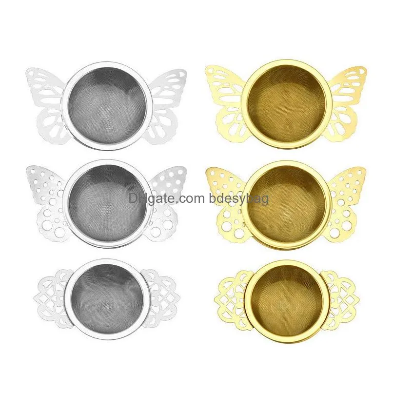 empress tea strainers with drip bowls mesh tea infuser stainless steel loose leaf tea filter with elegant double butterfly handles