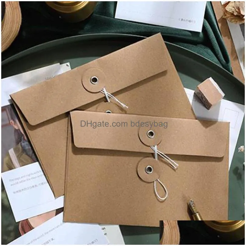 simple retro archive bag kraft paper envelope storage bag winding strap envelope bag wholesale lx4868