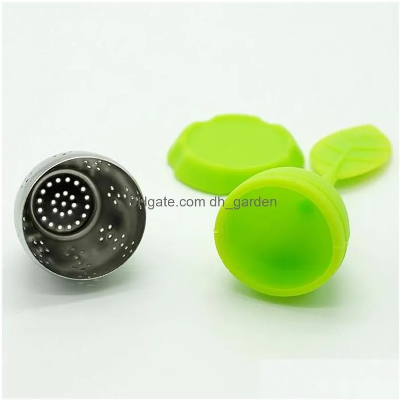 silicone teas infuser tools creative leaf shape stainless steel tea strainer reusable filter diffuser home kitchen tool