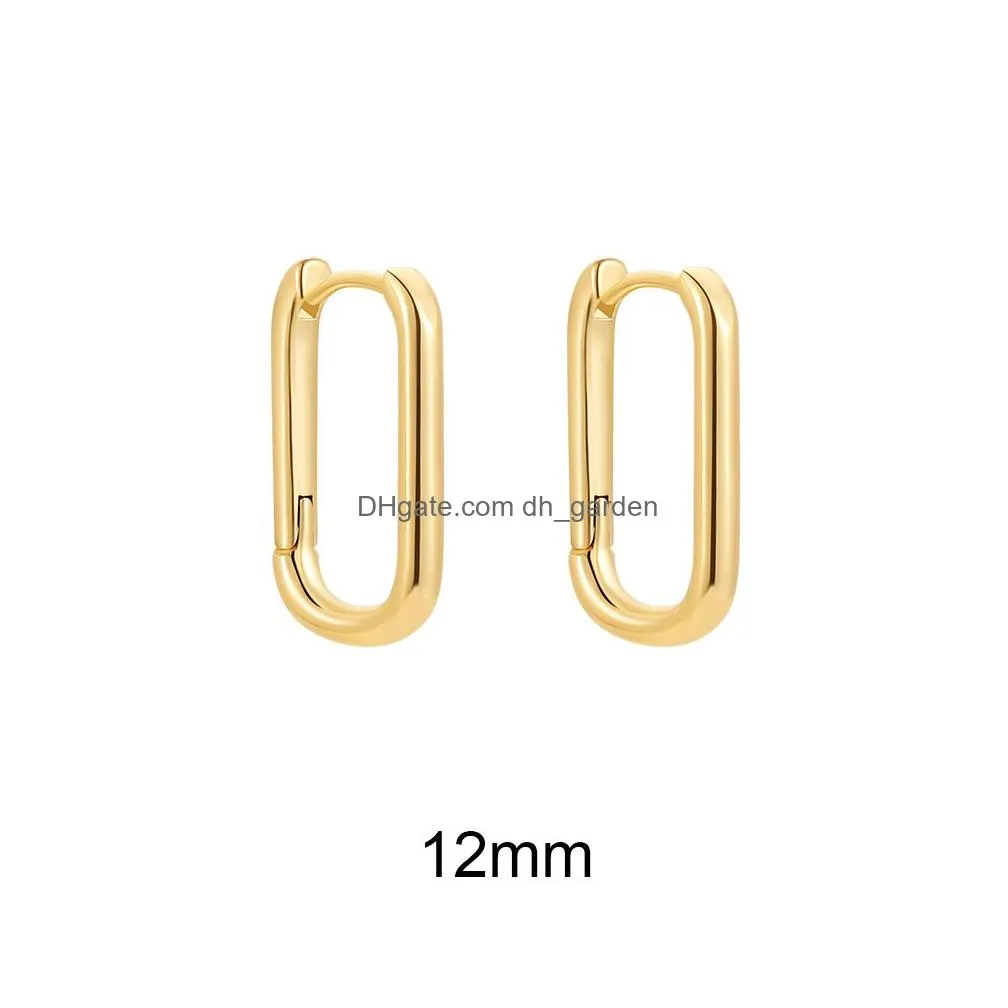 Hoop & Huggie Gold Color Metal Geometric Square Hoop Earring For Women Minimalist Small Circle Hies Ear Buckle Punk Jewelry Dhgarden Otqmf