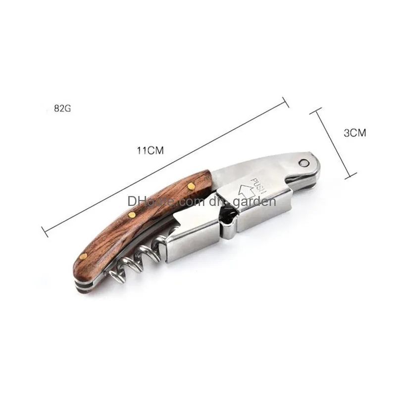 creative stainless steel bottle opener hippocampus wooden handle spiral corkscrew tin foil cutter portable bar kitchen tool