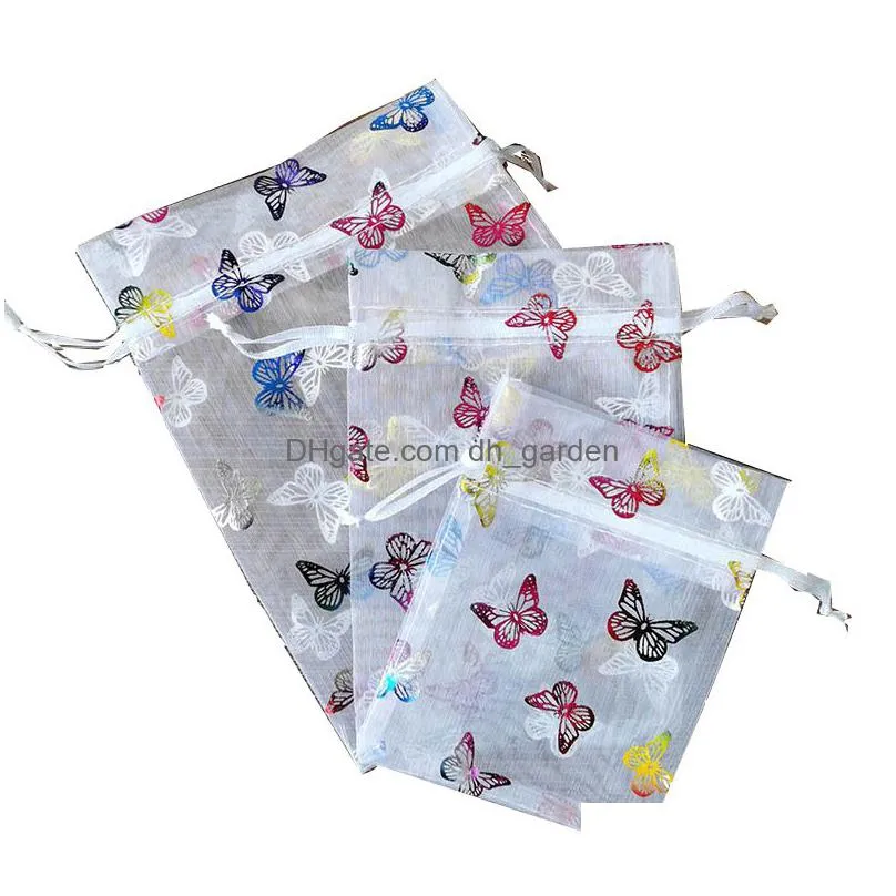 organza yarn bag gifts bag gift wrap bronzing butterfly wedding jewelry drawstring candy bags