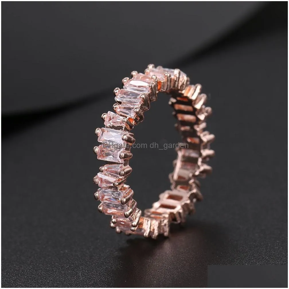 Band Rings Colorf Simple Luxury Zircon Engagement Ring With Sier Color Crystal Wedding Rings For Women Party Jewelry Accesso Dhgarden Ota6L