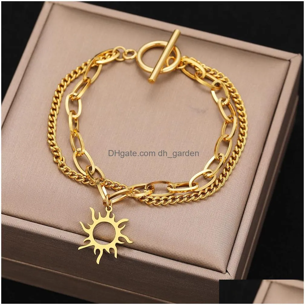 Chain Stainless Steel Bracelets Gothic Pearl Chain Pendants Fashion Bracelet For Women Jewelry Portrait Coin Drop Delivery Je Dhgarden Ottzr