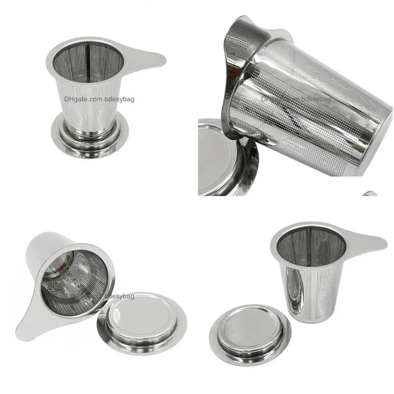 stainless steel tea infuser mesh strainer with large capacity for teapots mugs cups to steep loose leaf tea coffee lx5420