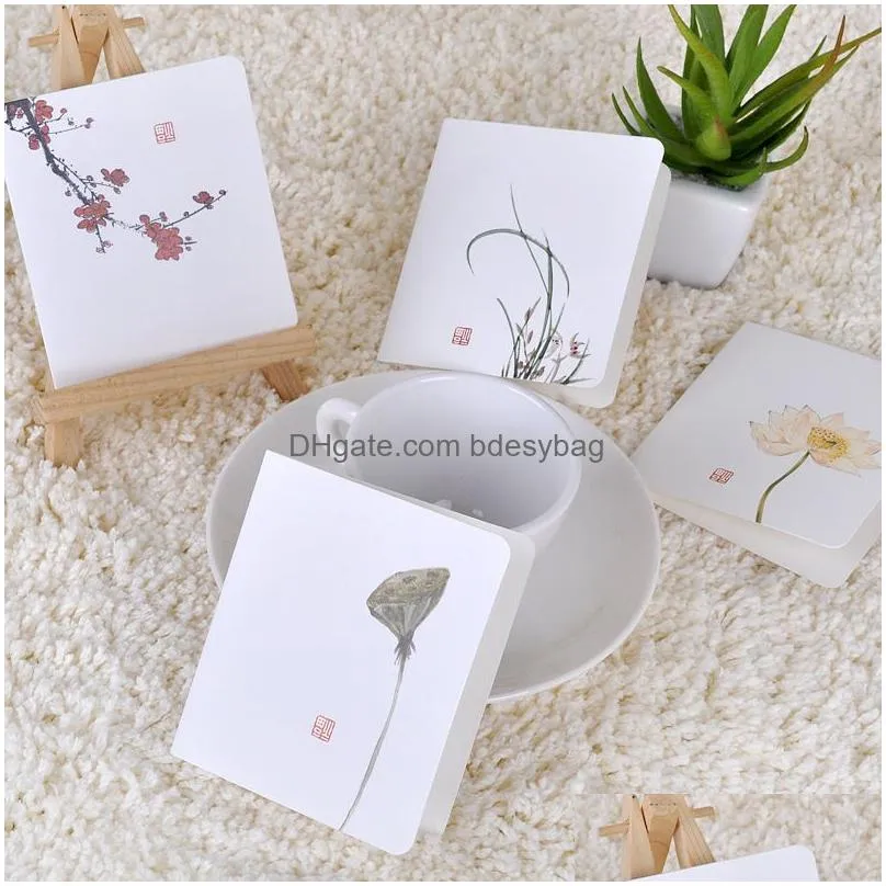 Greeting Cards Wholesale Creative Classical Chinese Small Greeting Cards White Mes Diy Folding Birthday Christmas Years Day Blessing C Dhn6A