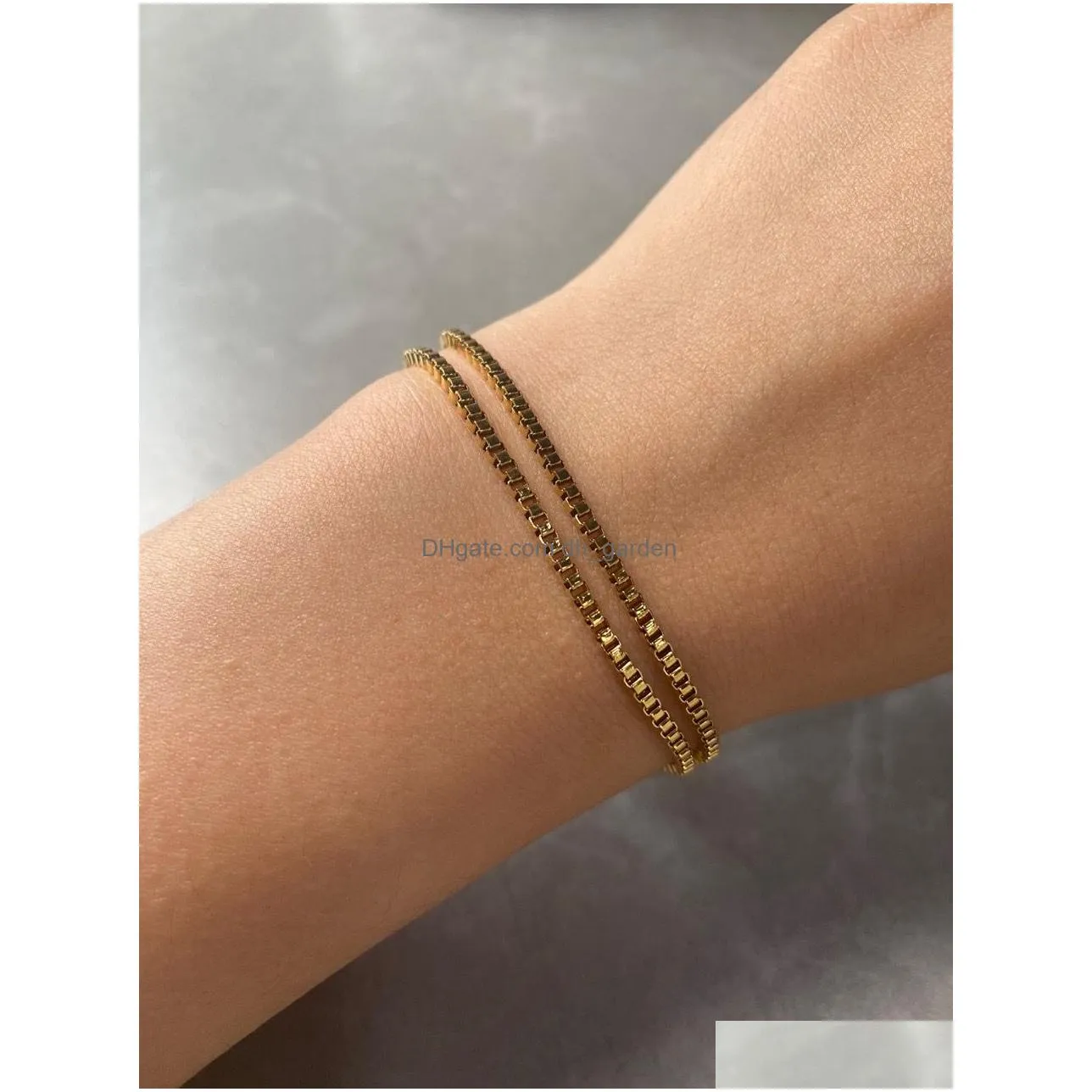 Chain Stainless Steel Box Chain Bracelet Female Gold Color Charm Bracelets Friendship For Women Jewelry Drop Delivery Jewelry Dhgarden Otuhn