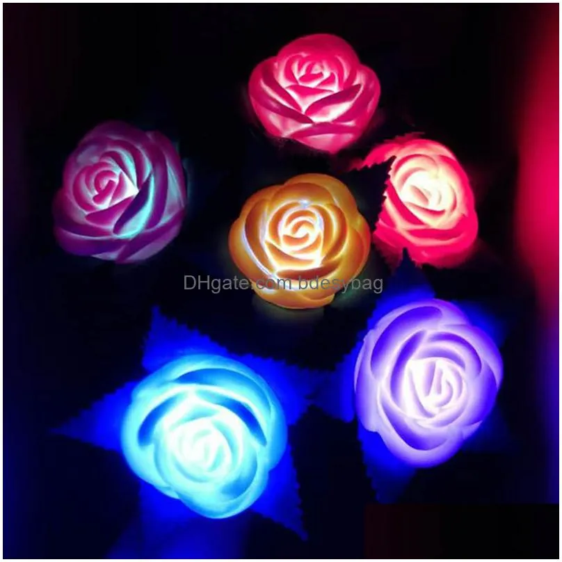 valentines day gift romantic artificial colorful led rose flower flash luminous rose lamp wedding decoration lz1675