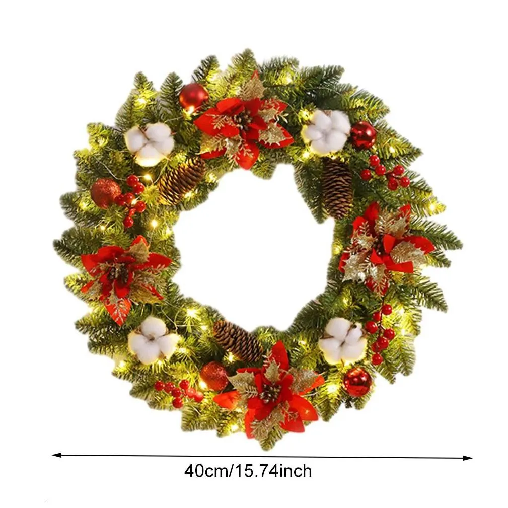 christmas decorations christmas wreath light up christmas garland for front door with spruce pine cones berry ball hanging christmas decoration