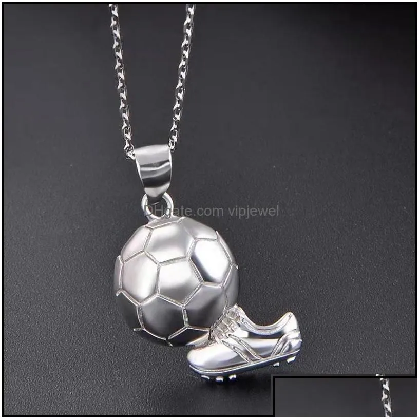 Pendant Necklaces Fashion Sports Football For Boy Men Gifts Soccer Ball Necklace Jewelry Drop Delivery Pendants Otu8S