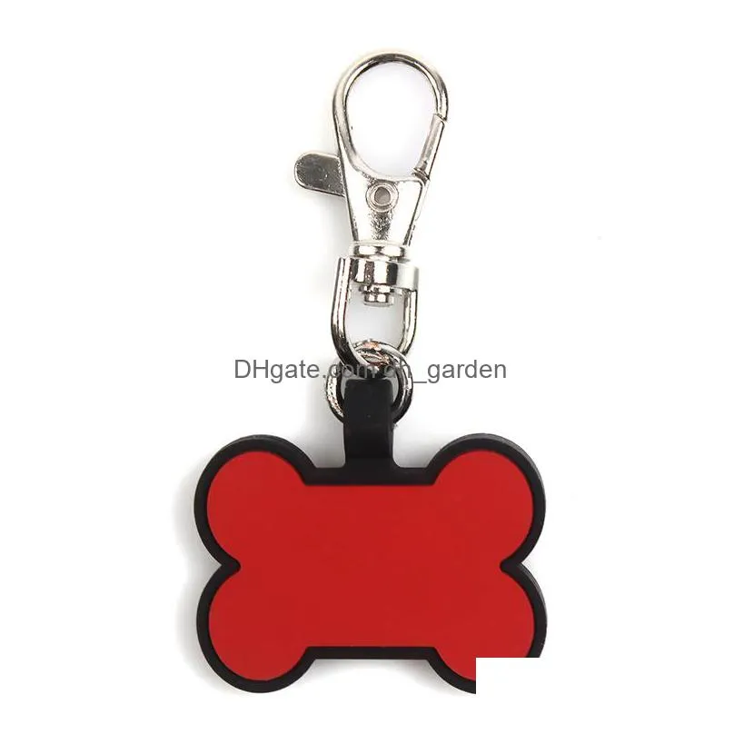 creative boneshaped dog tag keychains diy food grade silicone pet id card pet tags keyring keychain