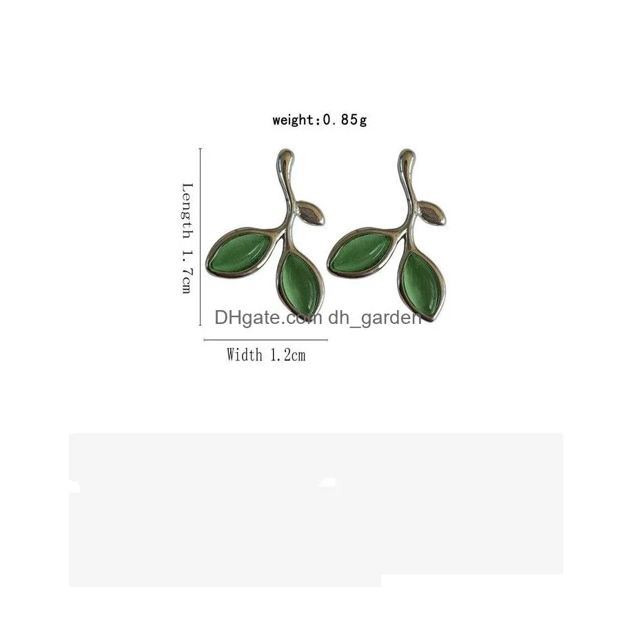 Stud Mori Tree Branch Ear Nail Cat-Eye Earring Small  Sweet Green Stude Students Earrings Women Jewelry Drop Delivery Je Dhgarden Otsfw