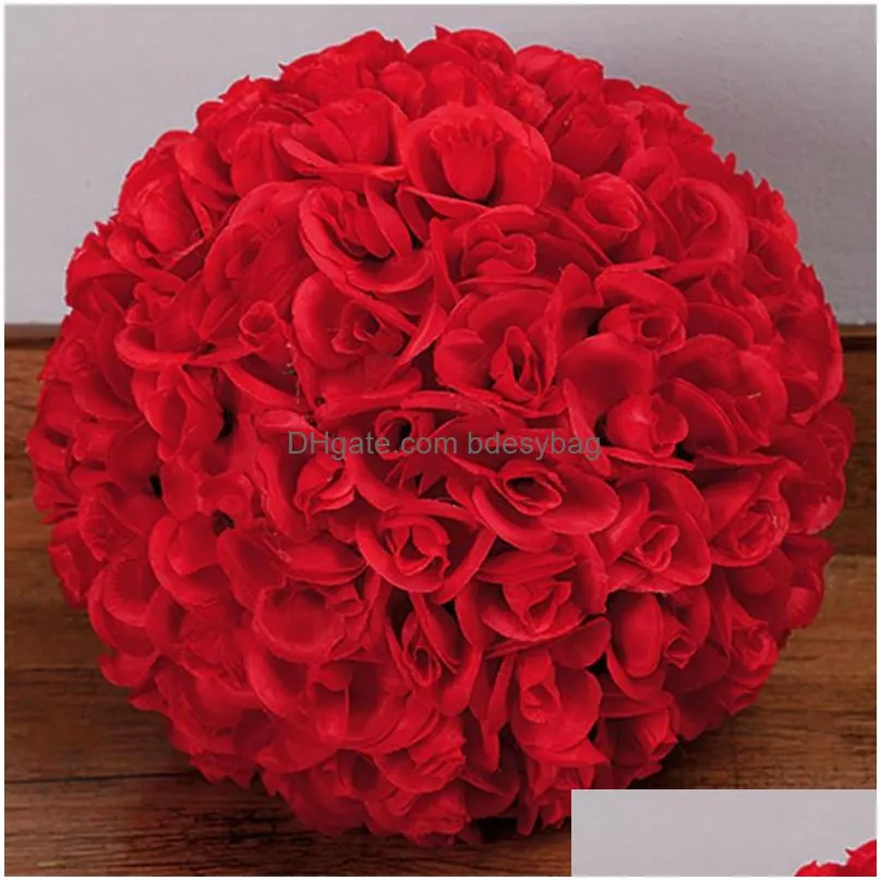 Decorative Flowers & Wreaths Simation Of High-Quality Encryption Rose Flowers Kissingb Ball For Festive Wedding Decorations Bouquet Di Dha2Z