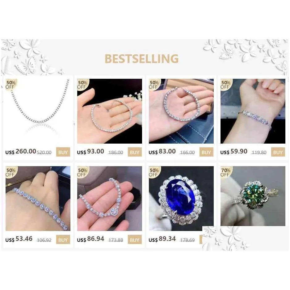Bangle Mdina Real Moissanite Diamond Bracelet 925 Sterling Sier White Stone Bangle For Women Fine Wedding Jewelry Drop Delivery Jewelr Dhndj