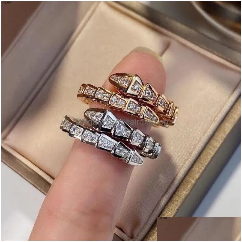 Band Rings Designer Ring Ladies Rope Knot Luxury With Diamonds Fashion Rings For Women Classic Jewelry 18K Gold Plated Rose Wedding Dr Dhkm2