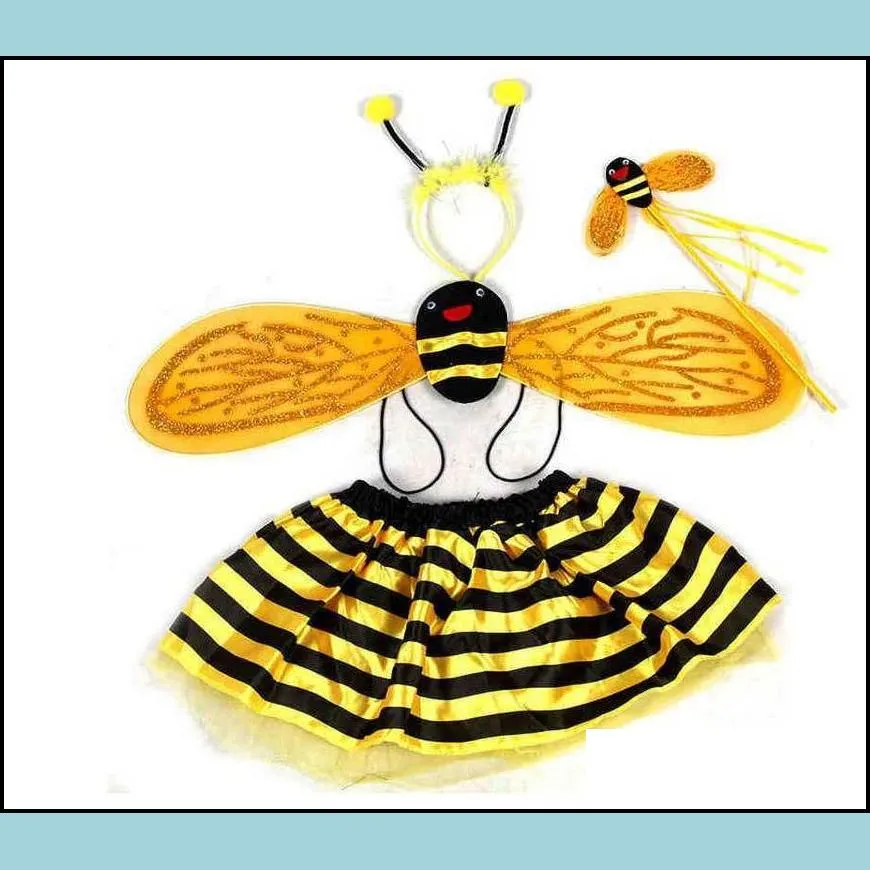 kids fairy ladybug bee wing costume set fancy dress cosplay wings tutu skirt wand headband girl boy event christmas party stage