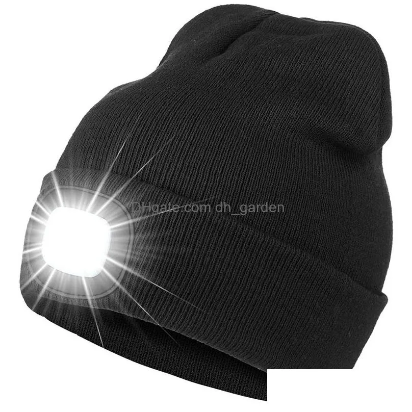 luminous hat bucket hats led knitted hat outdoor fishing bicycle warm cap