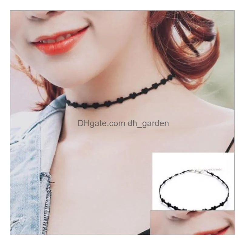 Chokers Vintage Choker Necklace For Women Collar Torques Trendy Neck Jewelry Stretch Charm Gothic Punk Drop Delivery Jewelry Dhgarden Otxvj