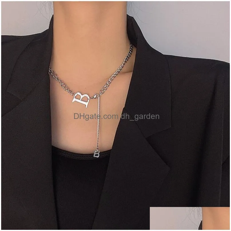 Pendant Necklaces Fashion Classic B Letter Pendant Necklace For Woman New Gothic Jewelry Hip Hop Party Girls Y Clavicle Drop Dhgarden Otssp