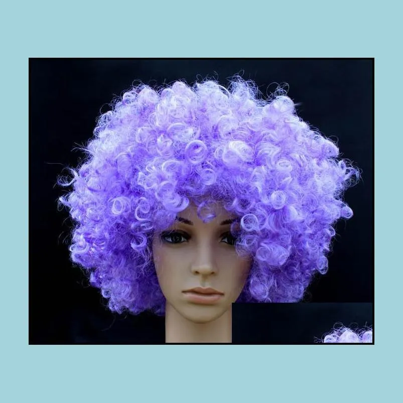 men lady clown fans carnival wig disco circus funny fancy dress party stag do fun joker adult child costume afro curly hair wig party