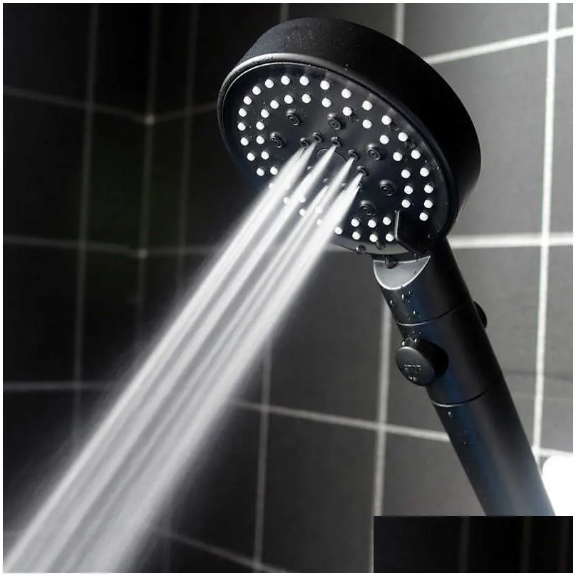  shower head water saving black 5 mode adjustable high pressure shower one-key stop water massage eco shower bathroom accessories